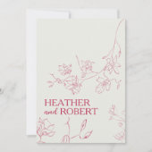 ブライトマゼンタおもしろいフローラボタニカルボ結婚ーホズ 招待状 (正面)