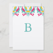 ブライトミントピンクイエローダマスクウェディング招待状 招待状 (裏面)