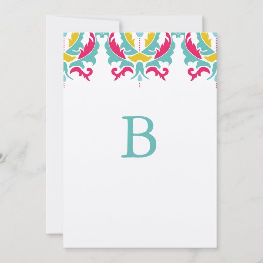 ブライトミントピンクイエローダマスクウェディング招待状 招待状 (裏面)