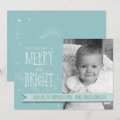 ブライトメリーアクアパーソナライズされたホリデーカード シーズンカード (正面/裏面)