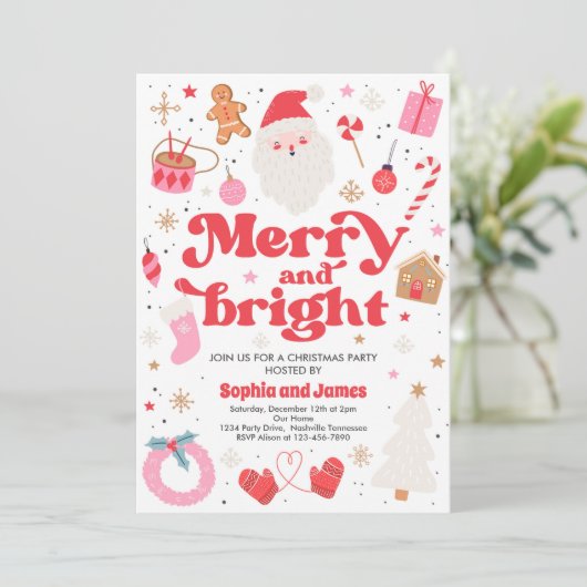 ブライトメリークリスマスパーティーホリデーパーティー 招待状 (スタンド正面)