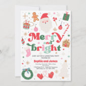 ブライトメリークリスマスパーティーホリデーパーティー 招待状 (正面)