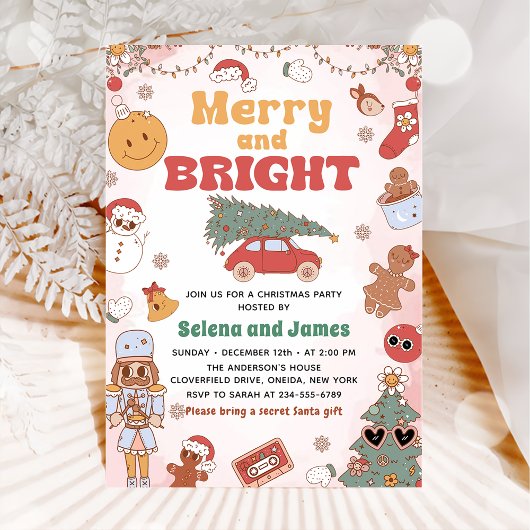 ブライトメリークリスマスパーティーホリデーパーティー 招待状