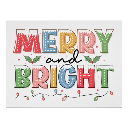 ブライトメリークリスマスフェスティバルタイポグラフィ ポスター (正面)