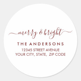 ブライトメリークリスマスホリデーレッド差出人住所 ラウンドシール