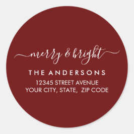 ブライトメリークリスマスホリデーレッド差出人住所 ラウンドシール