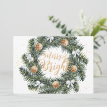 ブライトメリークリスマスリースホリデーカード