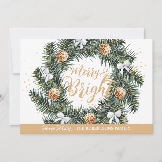 ブライトメリークリスマスリースホリデーカード シーズンカード (正面)