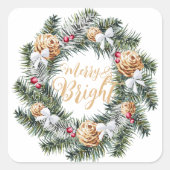 ブライトメリークリスマスリースホリデー スクエアシール (正面)