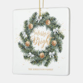 ブライトメリークリスマスリースホリデー セラミックオーナメント (左)