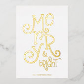 ブライトメリータイポグラフィアートクリスマスラグリー 箔シーズンカード (正面)