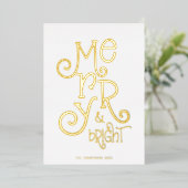 ブライトメリータイポグラフィアートクリスマスラグリー 箔シーズンカード (立ち正面)