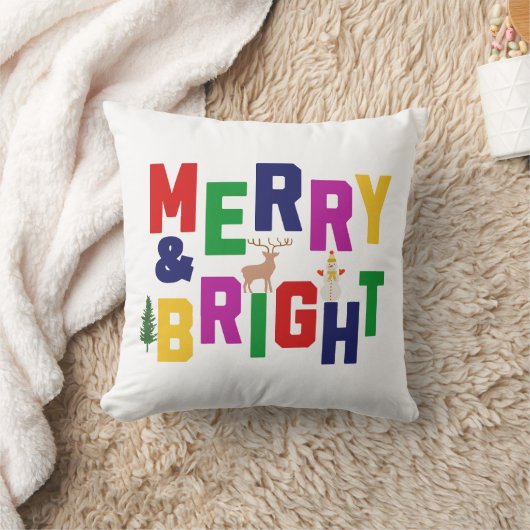 ブライトメリーパインツリートインデア雪だるま クッション (ブランケット)