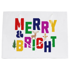 ブライトメリーパインツリートインデア雪だるま ラージペーパーバッグ