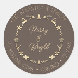 ブライトメリーファミリーアドレスディアスターズ金ゴールドブラウン ラウンドシール