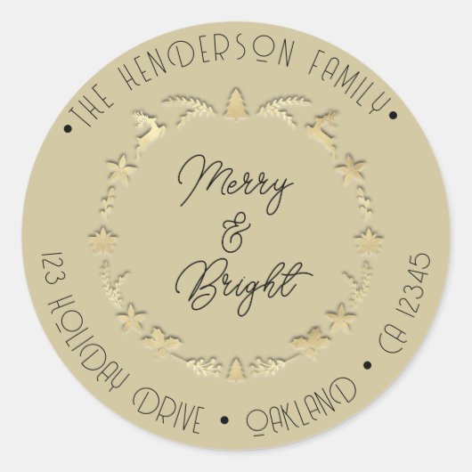ブライトメリーファミリーアドレスディアスター金ゴールドマスタード ラウンドシール (正面)