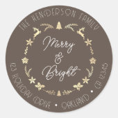 ブライトメリーファミリーアドレストナカイリース金ゴールド ラウンドシール (正面)