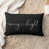 ブライトメリーブラック書道ホリデークリスマス ランバークッション (ブランケット)