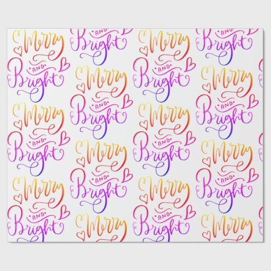 ブライトメリーレインボースクリプトホリデー ラッピングペーパー (フラット)