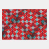 ブライトメリーレッドニット編み物ファミリーホリデー ラッピングペーパーシート (正面3)