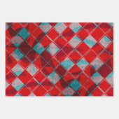 ブライトメリーレッドニット編み物ファミリーホリデー ラッピングペーパーシート (正面2)