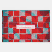 ブライトメリーレッドニット編み物ファミリーホリデー ラッピングペーパーシート (正面)