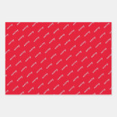 ブライトメリーレッドニット編み物ファミリーホリデー ラッピングペーパーシート (正面3)