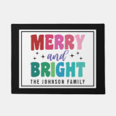 ブライトメリーレトロスタイルモノグラムクリスマス ドアマット (正面)