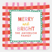 ブライトメリーーカスタムホリデーレッド&ピンクギンガム スクエアシール (正面)
