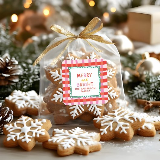 ブライトメリーーカスタムホリデーレッド&ピンクギンガム スクエアシール