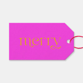 ブライトメリー明るい赤紫色とオレンジクリスマスホリデー ギフトタグ