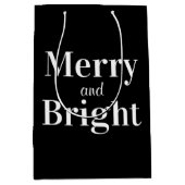 ブライトメリー白黒ホリデークリスマス ミディアムペーパーバッグ (正面)