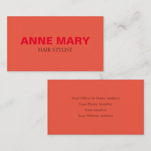 ブライトモダンはっきりしたオレンジブラック美容師サロン 名刺 (正面/裏面)