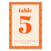 ブライトモダンオレンジレトロ幾何カスタム テーブルナンバー (裏面)