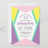 ブライトモダンカラーズガールズバースデーパーティー 招待状 (正面)