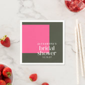 ブライトモダングルーヴィピンクグリーンブライダルシャワーカスタム スタンダードカクテルナプキン (インサイチュ)