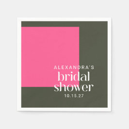 ブライトモダングルーヴィピンクグリーンブライダルシャワーカスタム スタンダードカクテルナプキン