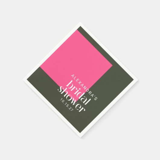 ブライトモダングルーヴィピンクグリーンブライダルシャワーカスタム スタンダードカクテルナプキン (角)