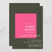 ブライトモダングルーヴィピンクグリーンブライダルシャワー 招待状 (正面/裏面)