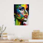 ブライトモダンスタイリッシュ色彩の鮮やか顔 ポスター (キッチン)