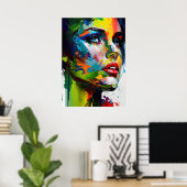 ブライトモダンスタイリッシュ色彩の鮮やか顔 ポスター (ホームオフィス)