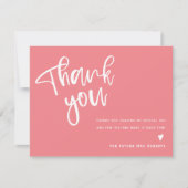 ブライトモダンピンクブライダルシャワーサンキューカード サンキューカード (正面)