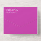 ブライトモダンピンク&ティール(緑がかった色)アゲートマーブル結婚ズ オールインワン招待状 (裏面)