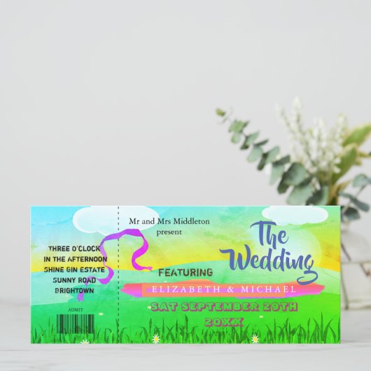 ブライトモダンフェスティバルウェッジフェスト結婚式招待状 (スタンド正面)