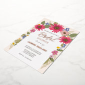 ブライトモダンフローラアーチブライダルシャワー金ゴールド 箔招待状 (回転した状態)