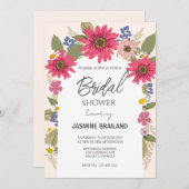 ブライトモダンフローラアーチブライダルシャワー 招待状 (正面/裏面)