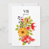 ブライトモダンフローラウォーターカラーキンセアニラ 招待状 (裏面)