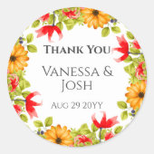 ブライトモダンフローラサンキュー結婚式の引き出物 ラウンドシール (正面)
