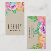 ブライトモダンフローラブラウンクラフトグラムカントリーシック 名刺 (正面/裏面)