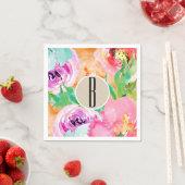 ブライトモダンフローラブラウンクラフトブライダルシャワー スタンダードカクテルナプキン (インサイチュ)